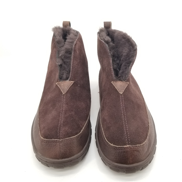 Shoes B8 Eddie Bauer Mens Brown Suede Shearling Lined Boot Slipper Sz